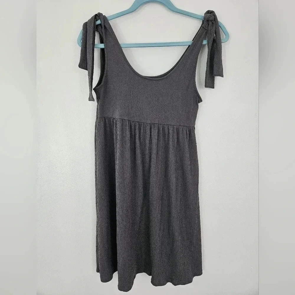 Wild‎ Fable Gray Textured Tie Shoulder Babydoll Dress Women's Size S